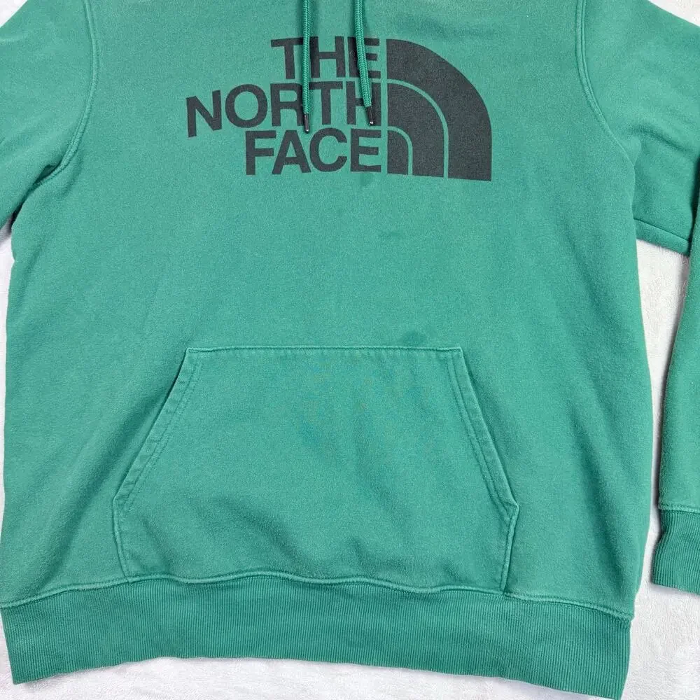 The North Face Vintage Mens Green Hoodie Drawstring Sweatshirt Size XL